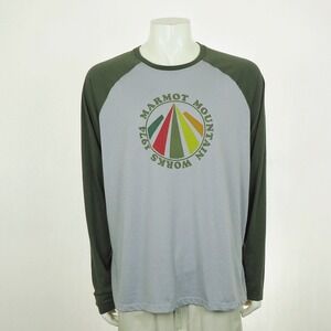 Marmot Retro Mountain Works 1974 Graphic Tee Shirt Mens 2XL XXL Gray Crew Tech
